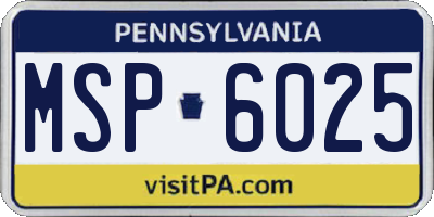PA license plate MSP6025