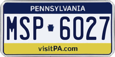 PA license plate MSP6027