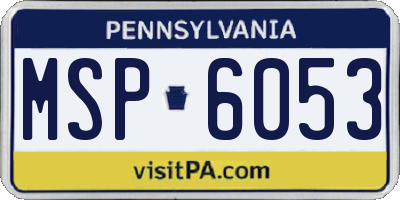 PA license plate MSP6053