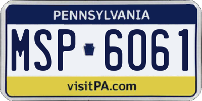 PA license plate MSP6061