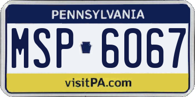 PA license plate MSP6067