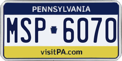 PA license plate MSP6070
