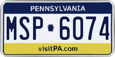 PA license plate MSP6074