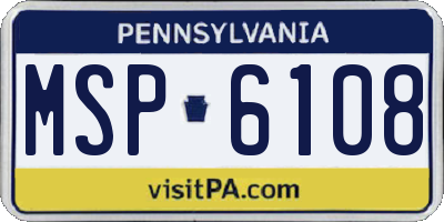 PA license plate MSP6108