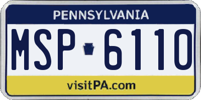 PA license plate MSP6110