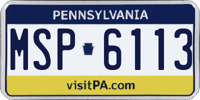 PA license plate MSP6113