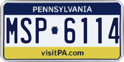 PA license plate MSP6114