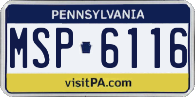 PA license plate MSP6116