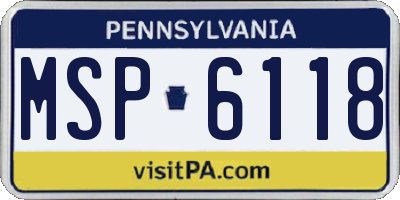 PA license plate MSP6118