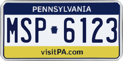 PA license plate MSP6123