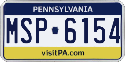 PA license plate MSP6154