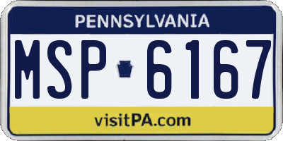 PA license plate MSP6167