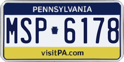 PA license plate MSP6178