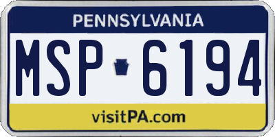 PA license plate MSP6194
