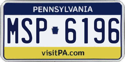 PA license plate MSP6196
