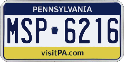 PA license plate MSP6216