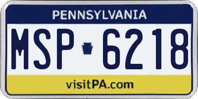 PA license plate MSP6218