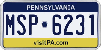 PA license plate MSP6231