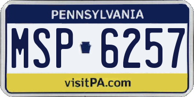 PA license plate MSP6257