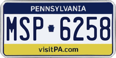 PA license plate MSP6258