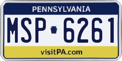 PA license plate MSP6261