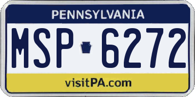 PA license plate MSP6272