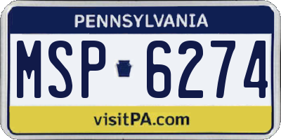 PA license plate MSP6274