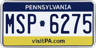 PA license plate MSP6275