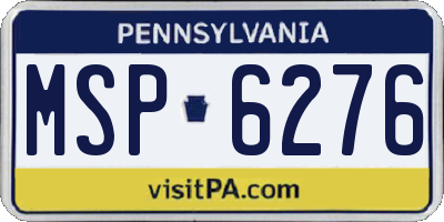 PA license plate MSP6276