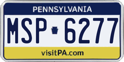PA license plate MSP6277