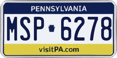 PA license plate MSP6278