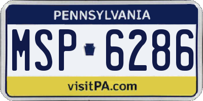 PA license plate MSP6286
