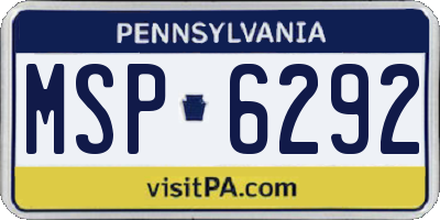 PA license plate MSP6292