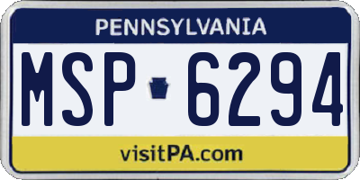 PA license plate MSP6294