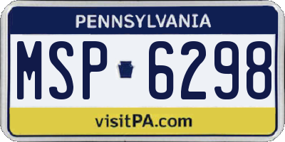 PA license plate MSP6298