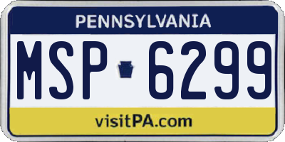 PA license plate MSP6299