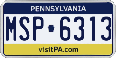 PA license plate MSP6313