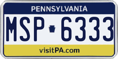 PA license plate MSP6333