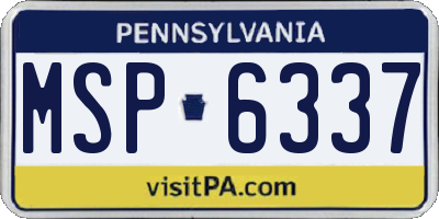 PA license plate MSP6337