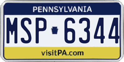 PA license plate MSP6344