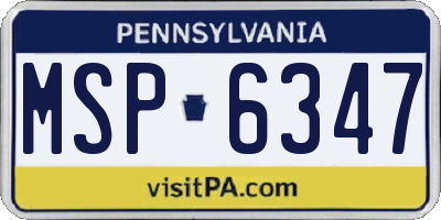 PA license plate MSP6347