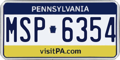 PA license plate MSP6354