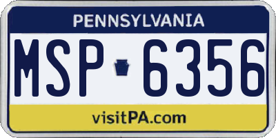 PA license plate MSP6356