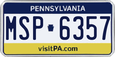 PA license plate MSP6357