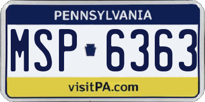 PA license plate MSP6363