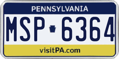 PA license plate MSP6364