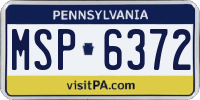 PA license plate MSP6372