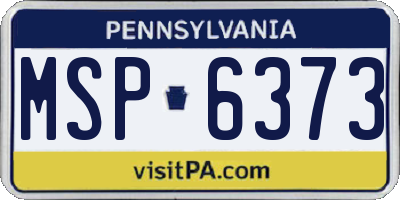 PA license plate MSP6373