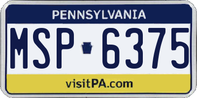 PA license plate MSP6375