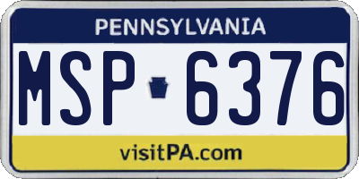 PA license plate MSP6376